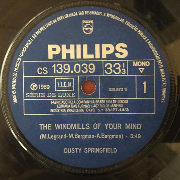 Dusty Springfield - The Windmills Of Your Mind | Philips (CS 139.039)