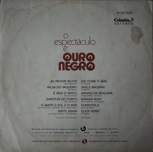 Duo Ouro Negro - O Espectáculo É Ouro Negro | Columbia (8E 046-40226) - 2