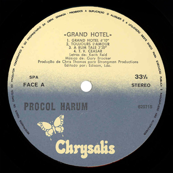 Procol Harum - Grand Hotel | Chrysalis (620715) - 3 Procol Harum - Grand Hotel | Chrysalis (620715) - 3