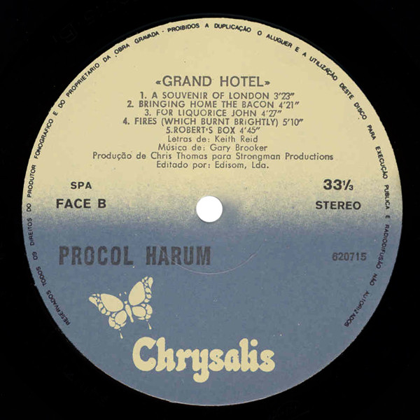 Procol Harum - Grand Hotel | Chrysalis (620715) - 4 Procol Harum - Grand Hotel | Chrysalis (620715) - 4