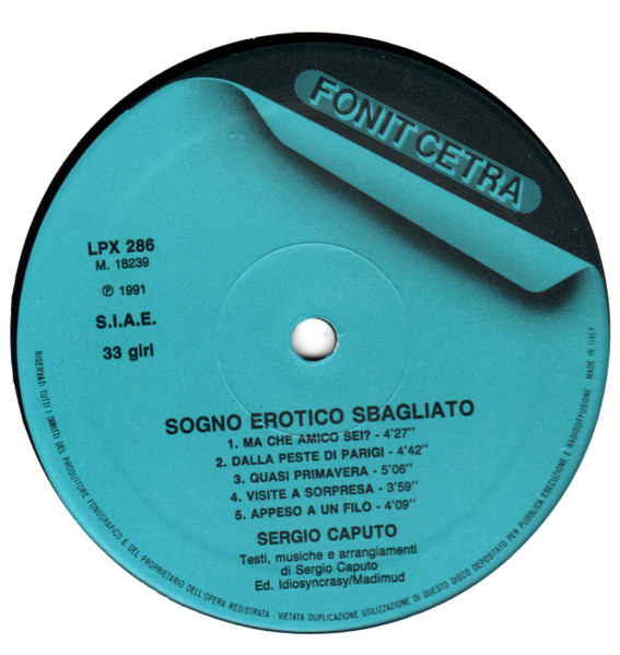 Sergio Caputo - Sogno Erotico Sbagliato | Fonit Cetra (LPX 286) - 3