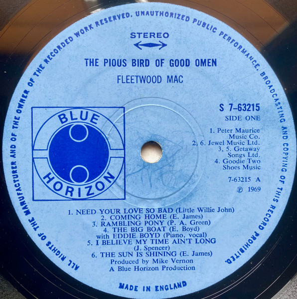 Fleetwood Mac - The Pious Bird Of Good Omen | Blue Horizon (7-63215) - 3 Fleetwood Mac - The Pious Bird Of Good Omen | Blue Horizon (7-63215) - 3