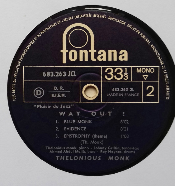 Thelonious Monk - Way Out! | Fontana (683.263 JCL) - 4 Thelonious Monk - Way Out! | Fontana (683.263 JCL) - 4