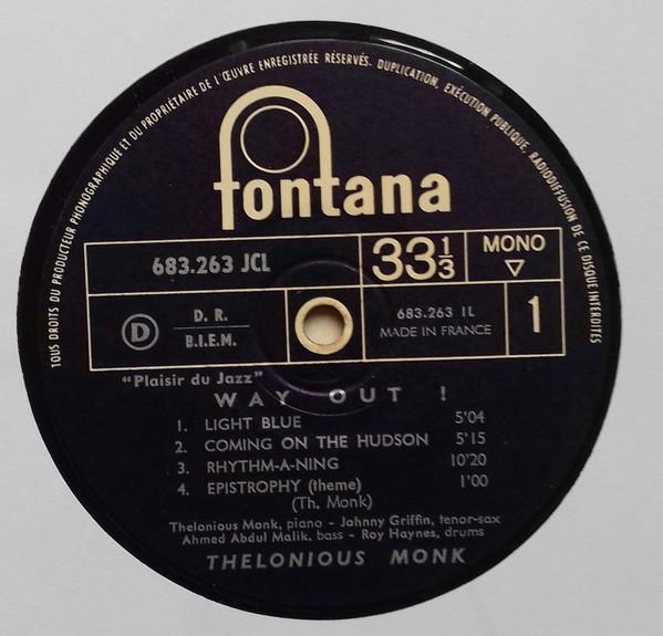Thelonious Monk - Way Out! | Fontana (683.263 JCL) - 3 Thelonious Monk - Way Out! | Fontana (683.263 JCL) - 3
