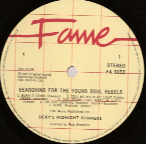 Dexys Midnight Runners - Searching For The Young Soul Rebels | Fame (FA 3032) - 3