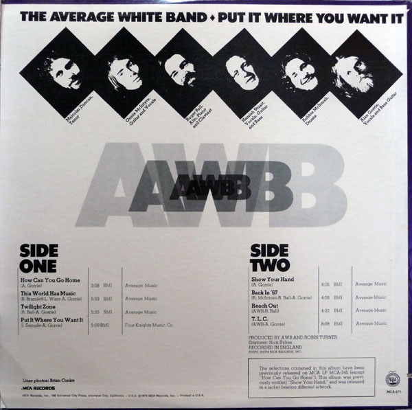 Average White Band - Put It Where You Want It | MCA Records (MCA-475) - 2 Average White Band - Put It Where You Want It | MCA Records (MCA-475) - 2