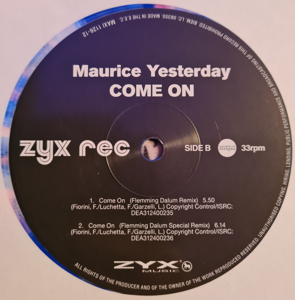 Maurice Yesterday - Come On | ZYX Music (MAXI 1126-12) - 4 Maurice Yesterday - Come On | ZYX Music (MAXI 1126-12) - 4