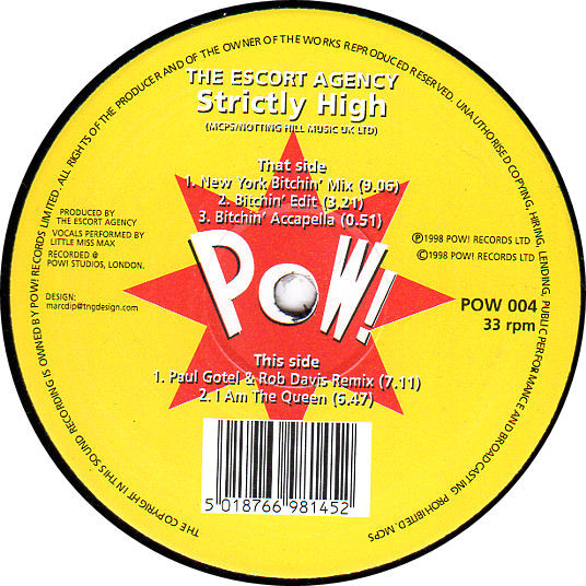 The Escort Agency - Strictly High | Pow! (POW 004) - 3