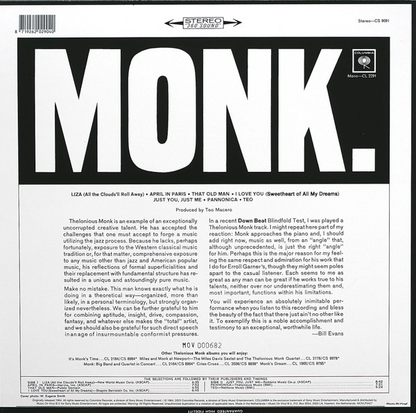 Thelonious Monk - Monk. | Music On Vinyl (MOVLP3427) - 2
