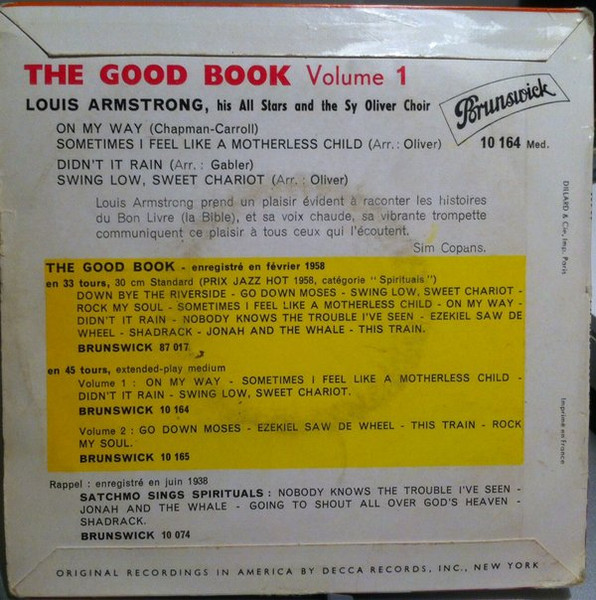 Louis Armstrong And His All-Stars And The Sy Oliver Choir - The Good Book Volume 1 | Brunswick (10 164) - 2 Louis Armstrong And His All-Stars And The Sy Oliver Choir - The Good Book Volume 1 | Brunswick (10 164) - 2