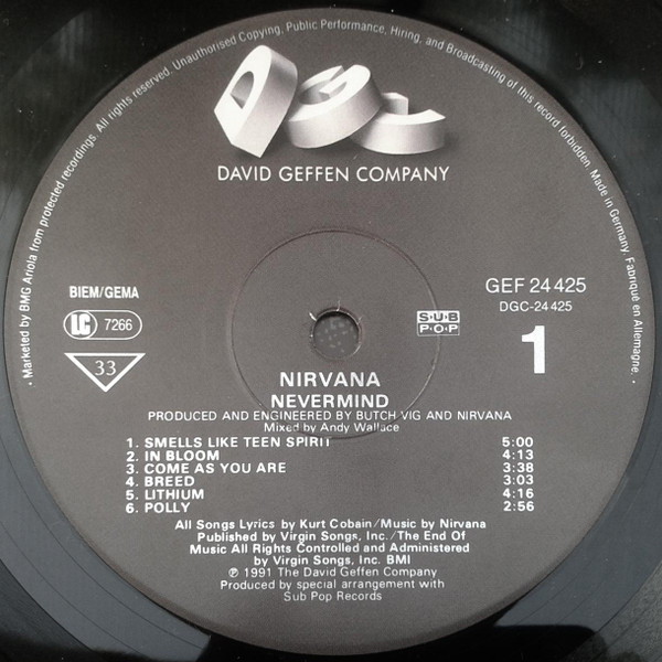 Nirvana - Nevermind | DGC (GEF 24425) - 3