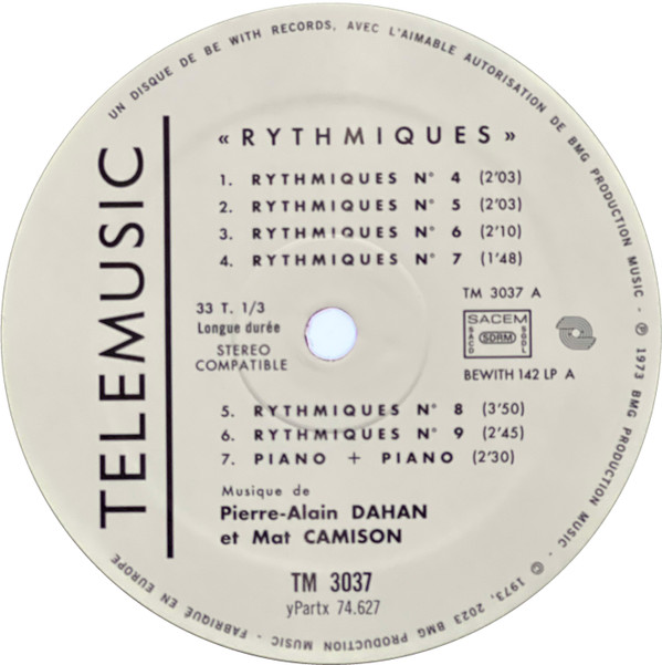 Pierre-Alain Dahan et Mat Camison - Rythmiques | Be With Records (BEWITH 142 LP) - 2
