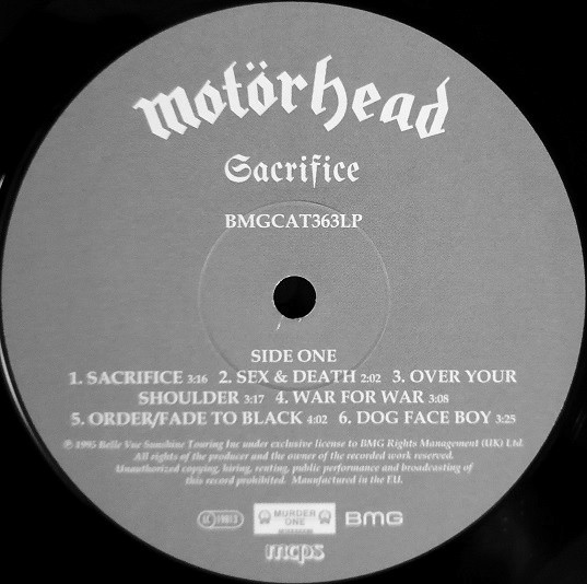 Motörhead - Sacrifice [Vinyl] | BMG (BMGCAT363LP) - 3