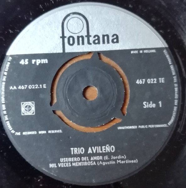 Trío Avileño - Usurero Del Amor | Fontana (467 022 TE) - 3 Trío Avileño - Usurero Del Amor | Fontana (467 022 TE) - 3