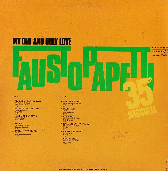 Fausto Papetti - 35ª Raccolta - My One And Only Love | Durium (ms AI 77431) - 4 Fausto Papetti - 35ª Raccolta - My One And Only Love | Durium (ms AI 77431) - 4
