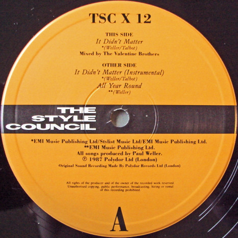 The Style Council - It Didn't Matter | Polydor (TSCX 12) - 2