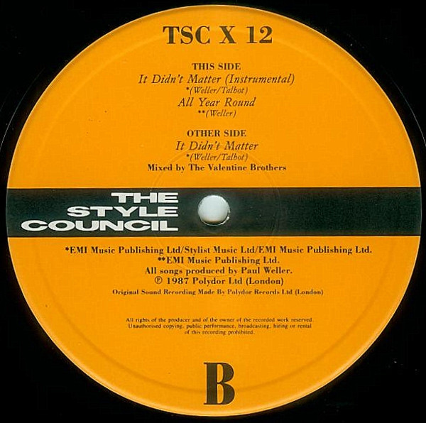 The Style Council - It Didn't Matter | Polydor (TSCX 12) - 3