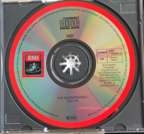 Maria Callas - The Incomparable Callas - Favourite Arias | Angel Records (CDC 7 49393 2) - 3 Maria Callas - The Incomparable Callas - Favourite Arias | Angel Records (CDC 7 49393 2) - 3