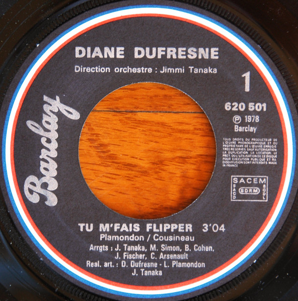 Diane Dufresne - Tu M'fais Flipper / Mon P'tit Boogie Boogie | Barclay (620 501) - 3