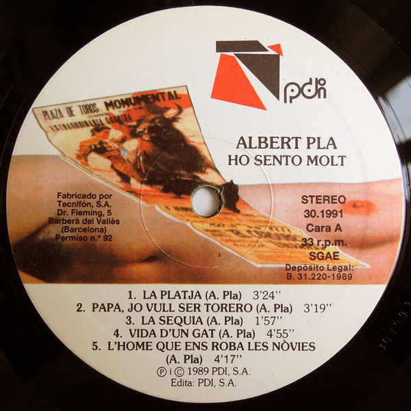 Albert Pla - Ho Sento Molt | Pdi (E-30.1991) - 3 Albert Pla - Ho Sento Molt | Pdi (E-30.1991) - 3
