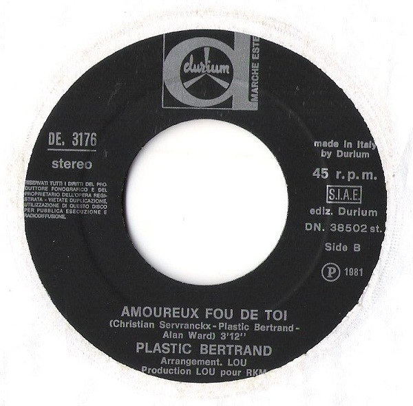 Plastic Bertrand - Hula Hoop / Amoureux Fou De Toi | Durium (DE 3176) - 4