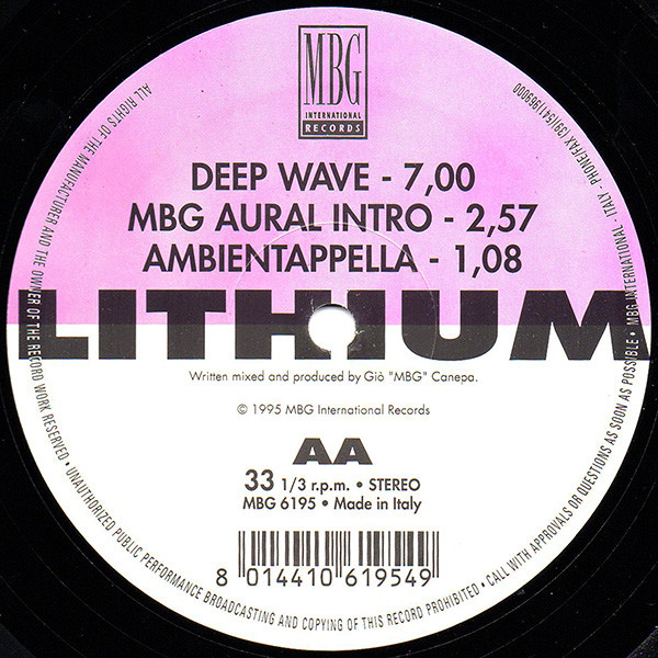 MBG - Lithium | MBG International Records (MBG 6195) - 2 MBG - Lithium | MBG International Records (MBG 6195) - 2