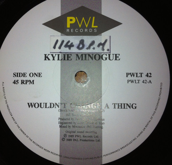 Kylie Minogue - Wouldn't Change A Thing | PWL Records (PWLT 42) - 2 Kylie Minogue - Wouldn't Change A Thing | PWL Records (PWLT 42) - 2