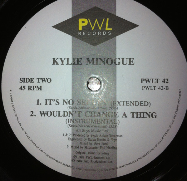 Kylie Minogue - Wouldn't Change A Thing | PWL Records (PWLT 42) - 3 Kylie Minogue - Wouldn't Change A Thing | PWL Records (PWLT 42) - 3