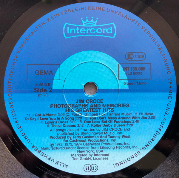 Jim Croce - Photographs & Memories: His Greatest Hits | Intercord (INT 135.006) - 4 Jim Croce - Photographs & Memories: His Greatest Hits | Intercord (INT 135.006) - 4