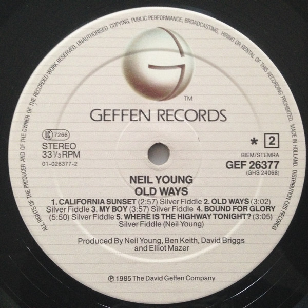Neil Young - Old Ways | Geffen Records (GEF 26377) - 4