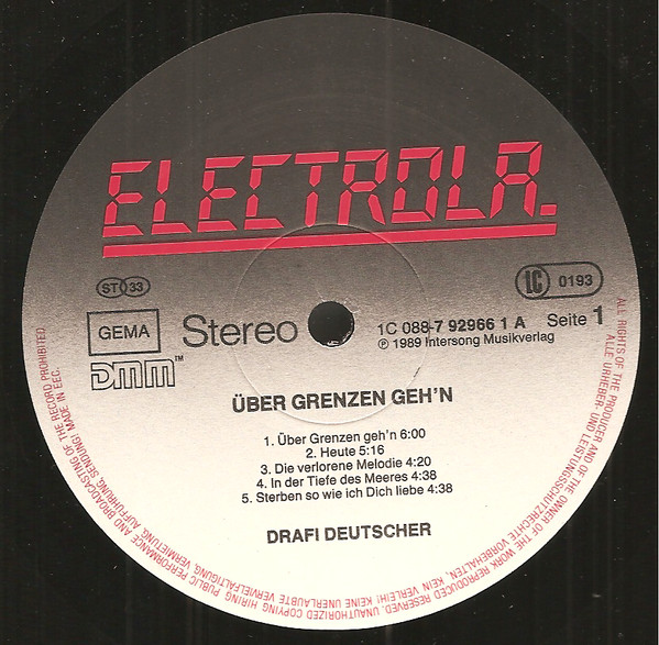 Drafi Deutscher - Über Grenzen Geh'n | EMI Electrola (1C 088-7 92966 1) - 4