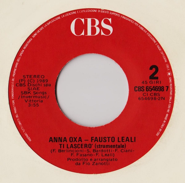 Anna Oxa , Fausto Leali - Ti Lascerò | CBS (654698-7) - 4