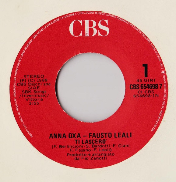 Anna Oxa , Fausto Leali - Ti Lascerò | CBS (654698-7) - 3