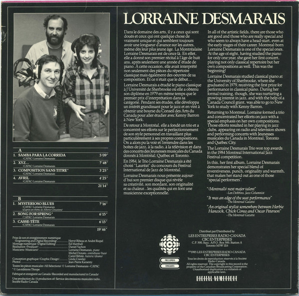 Trio Lorraine Desmarais - Lorraine Desmarais | CBC Records (JZ100) - 2 Trio Lorraine Desmarais - Lorraine Desmarais | CBC Records (JZ100) - 2