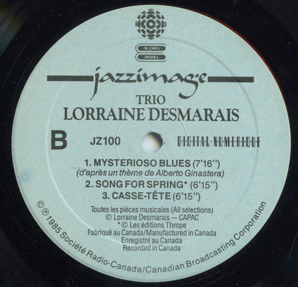 Trio Lorraine Desmarais - Lorraine Desmarais | CBC Records (JZ100) - 4 Trio Lorraine Desmarais - Lorraine Desmarais | CBC Records (JZ100) - 4