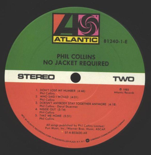 Phil Collins - No Jacket Required | Atlantic (81240-1) - 3 Phil Collins - No Jacket Required | Atlantic (81240-1) - 3