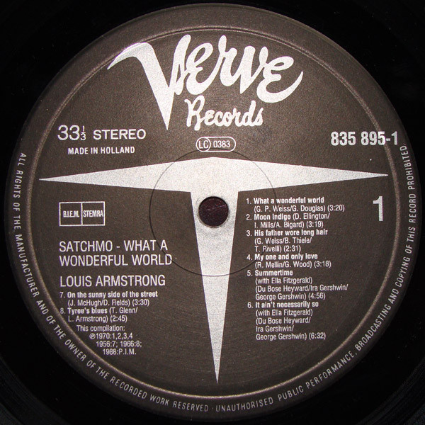Louis Armstrong - Satchmo - What A Wonderful World | Verve Records (835 895-1) - 3