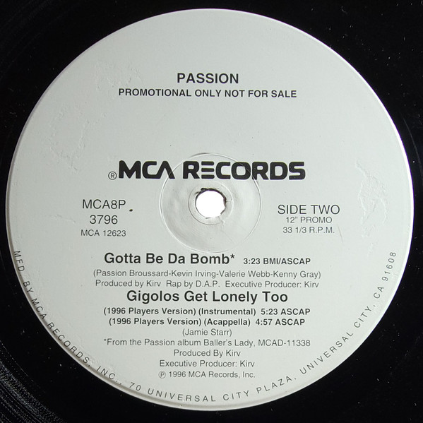 Passion - Gigolos Get Lonely Too (1996 Players Version) | MCA Records (MCA8P 3796) - 2