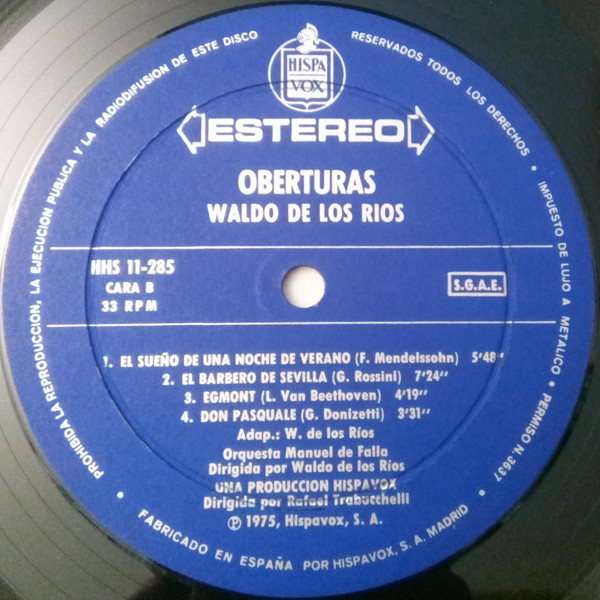 Waldo de los Rios - Oberturas | Hispavox (HHS 11-285) - 4