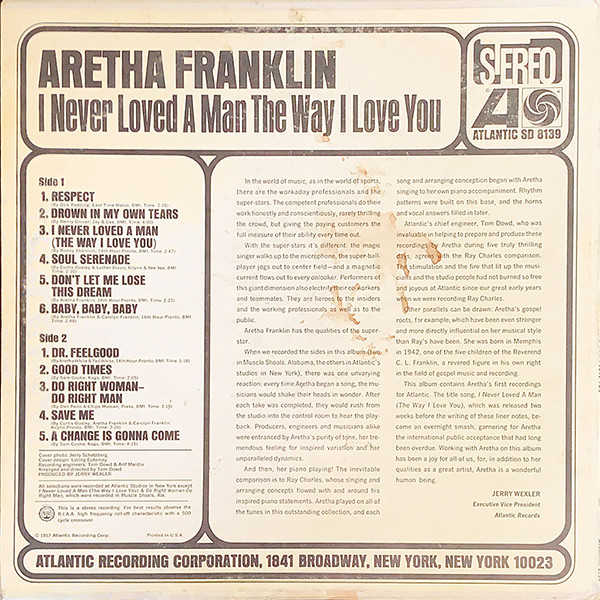 Aretha Franklin - I Never Loved A Man The Way I Love You | Atlantic (SD 8139) - 2 Aretha Franklin - I Never Loved A Man The Way I Love You | Atlantic (SD 8139) - 2