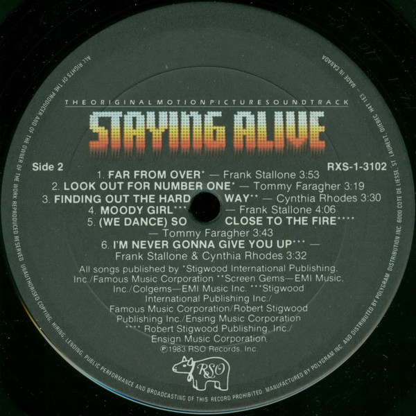 Various - The Original Motion Picture Soundtrack - Staying Alive | RSO (RXS-1-3102) - 2 Various - The Original Motion Picture Soundtrack - Staying Alive | RSO (RXS-1-3102) - 2