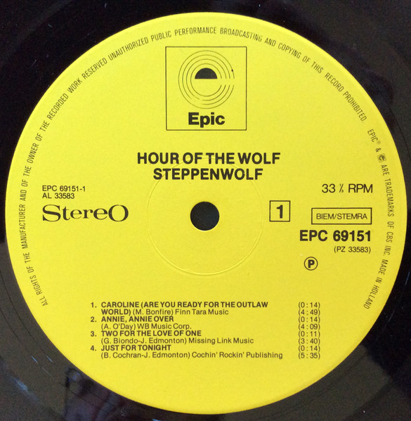 Steppenwolf - Hour Of The Wolf | Epic (EPC 69151) - 3