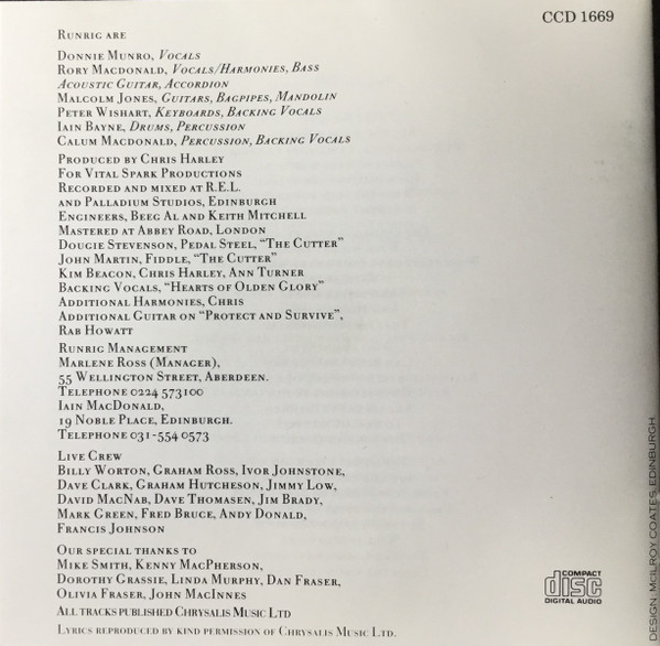 Runrig - The Cutter & The Clan | Chrysalis (CCD 1669) - 2