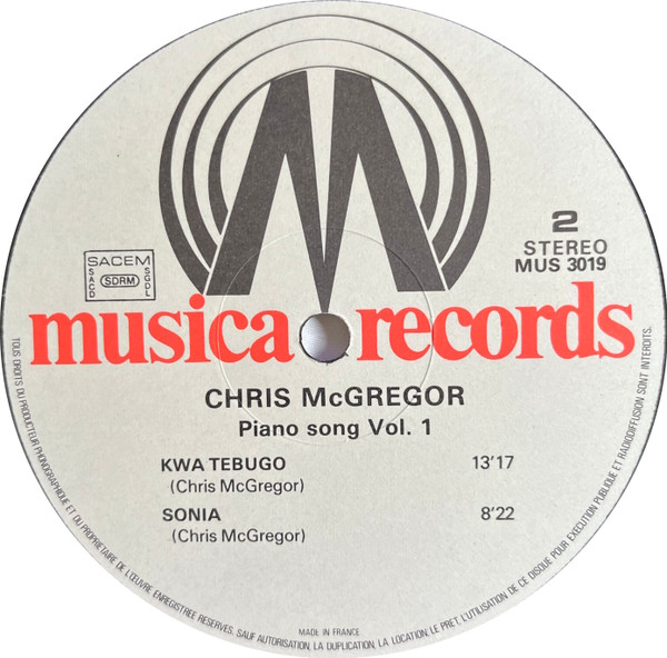 Chris McGregor - Piano Song Vol 1 | Musica Records (MUS 3019) - 4