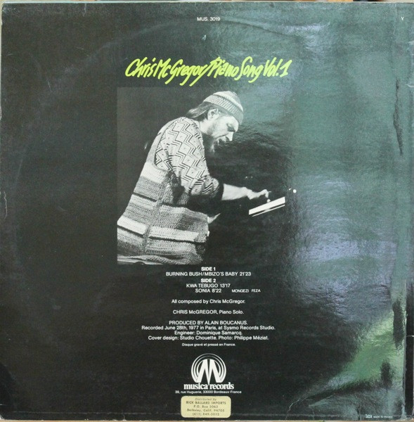 Chris McGregor - Piano Song Vol 1 | Musica Records (MUS 3019) - 2