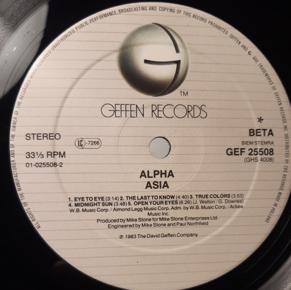 Asia - Alpha | Geffen Records (GEF 25508) - 4 Asia - Alpha | Geffen Records (GEF 25508) - 4