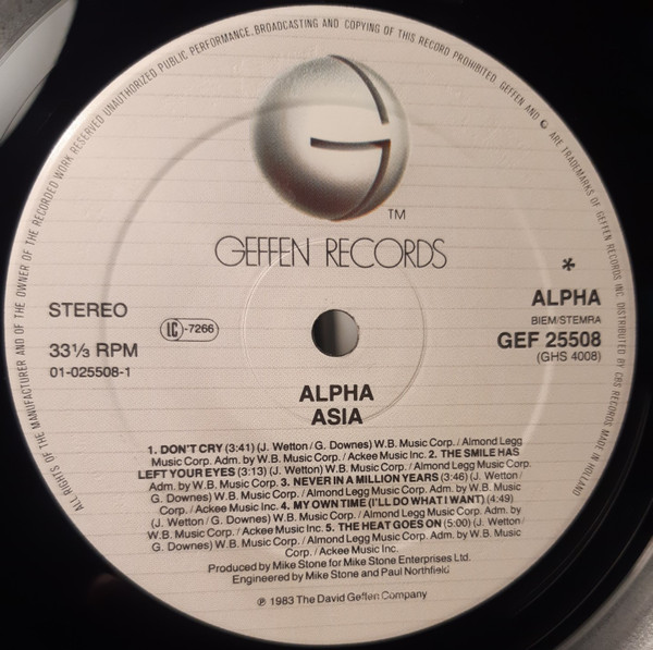 Asia - Alpha | Geffen Records (GEF 25508) - 3 Asia - Alpha | Geffen Records (GEF 25508) - 3