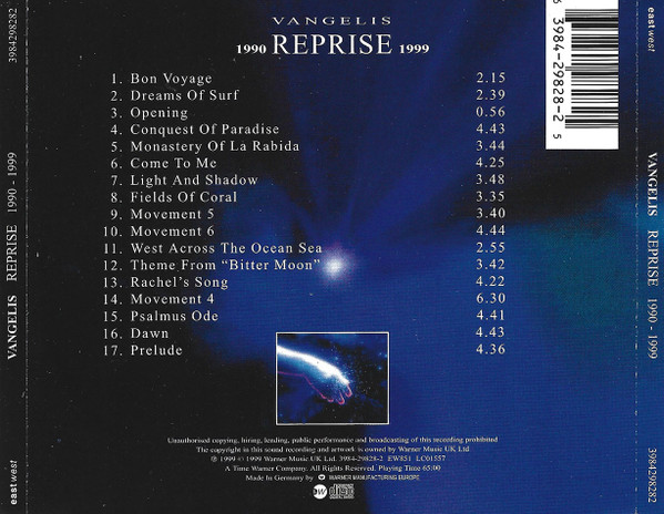 Vangelis - Reprise 1990-1999 | EastWest (3984-29828-2) - 2