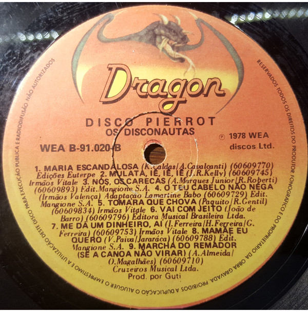 Os Disconautas - Disco Pierrot | Dragon (WEA B-91.020) - 3