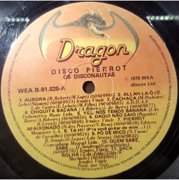 Os Disconautas - Disco Pierrot | Dragon (WEA B-91.020) - 2